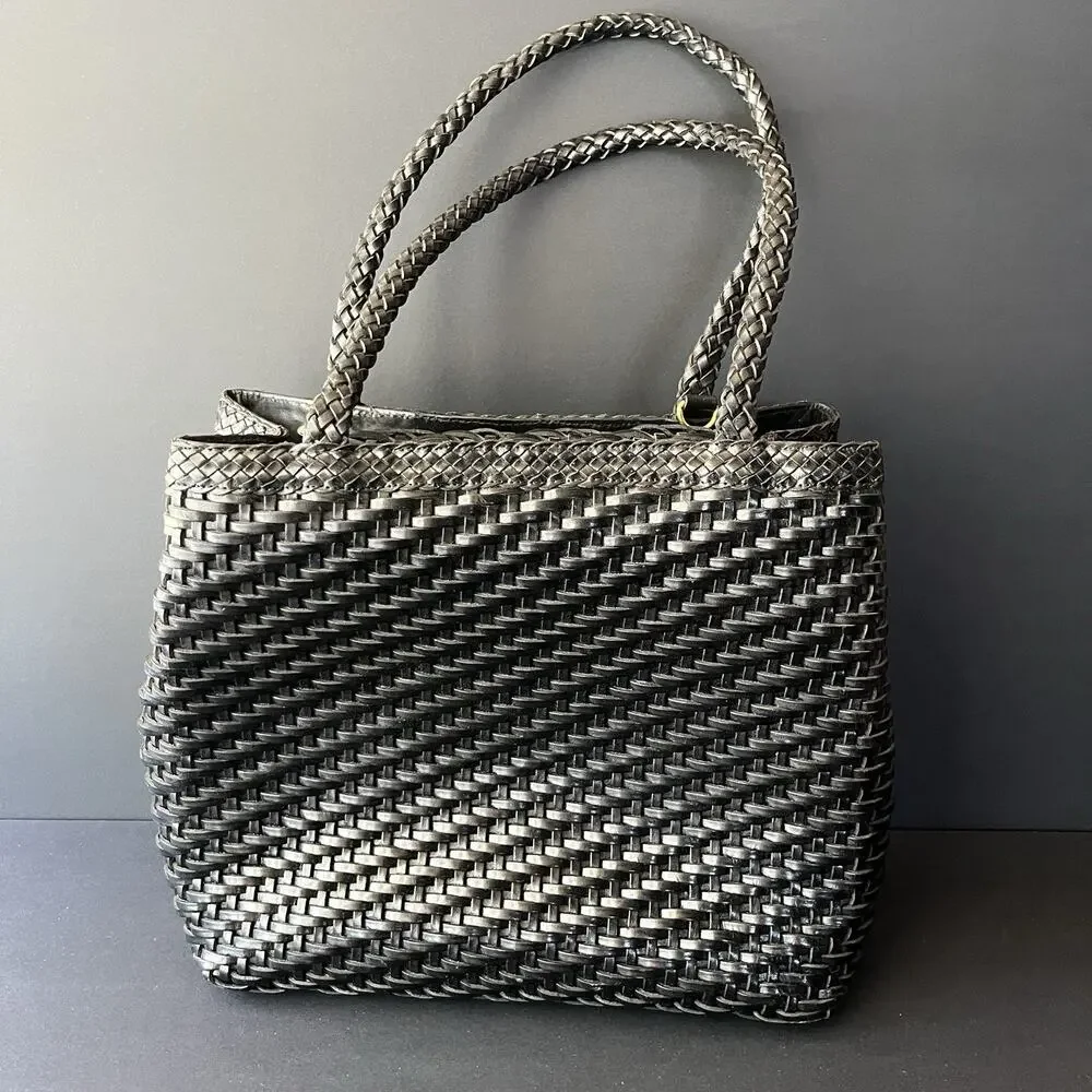 Vintage CEM Woven Woven Shoulder Bag Black